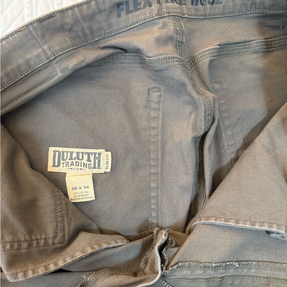 Duluth Trading Co. Gray Flex Fire Hose Work Pants